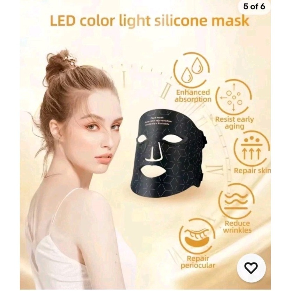 LED Light Therapy Silicone Face Mask - Anti Aging, Repair & Rejuvenation Black